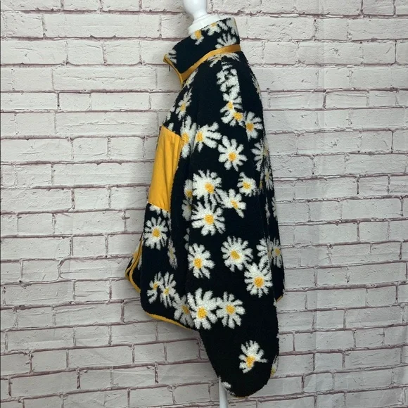 RARE Sundae School Daisy Print Full Zip Sherpa Fleece Jacket Medium - Picture 6 of 11